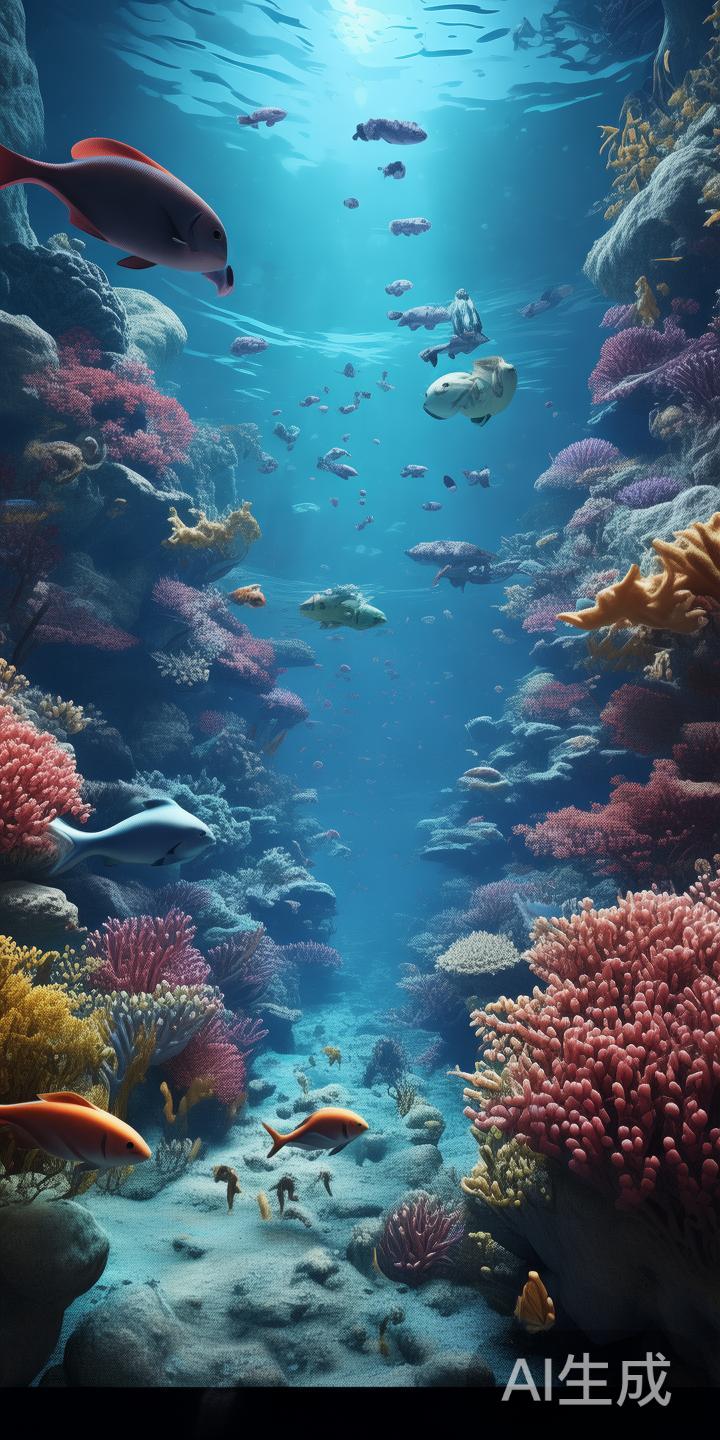 例如，利用VR技术，玩家可以“潜入”深海，面对逼真